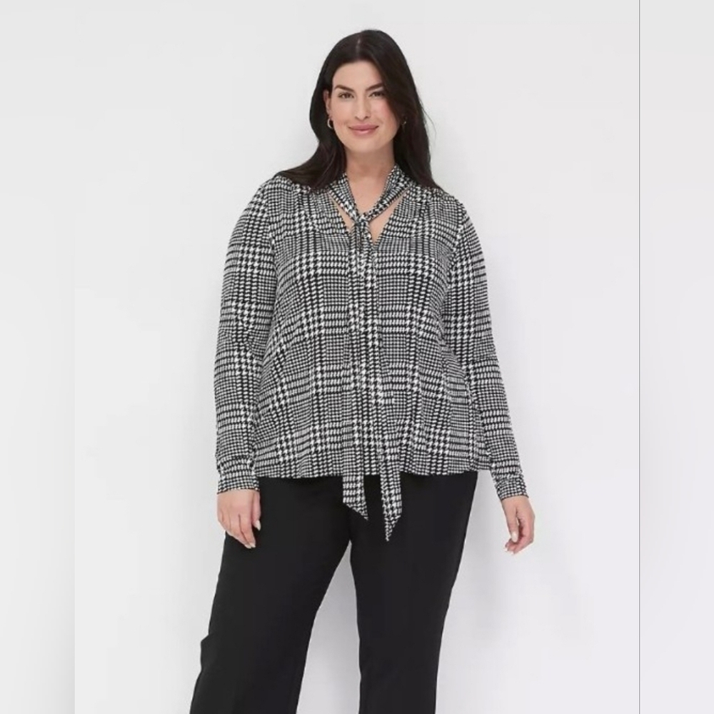 Lane Bryant Houndstooth Top Blouse